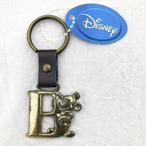 Disney Mickey Mouse Letter B Gold Metal Keychain